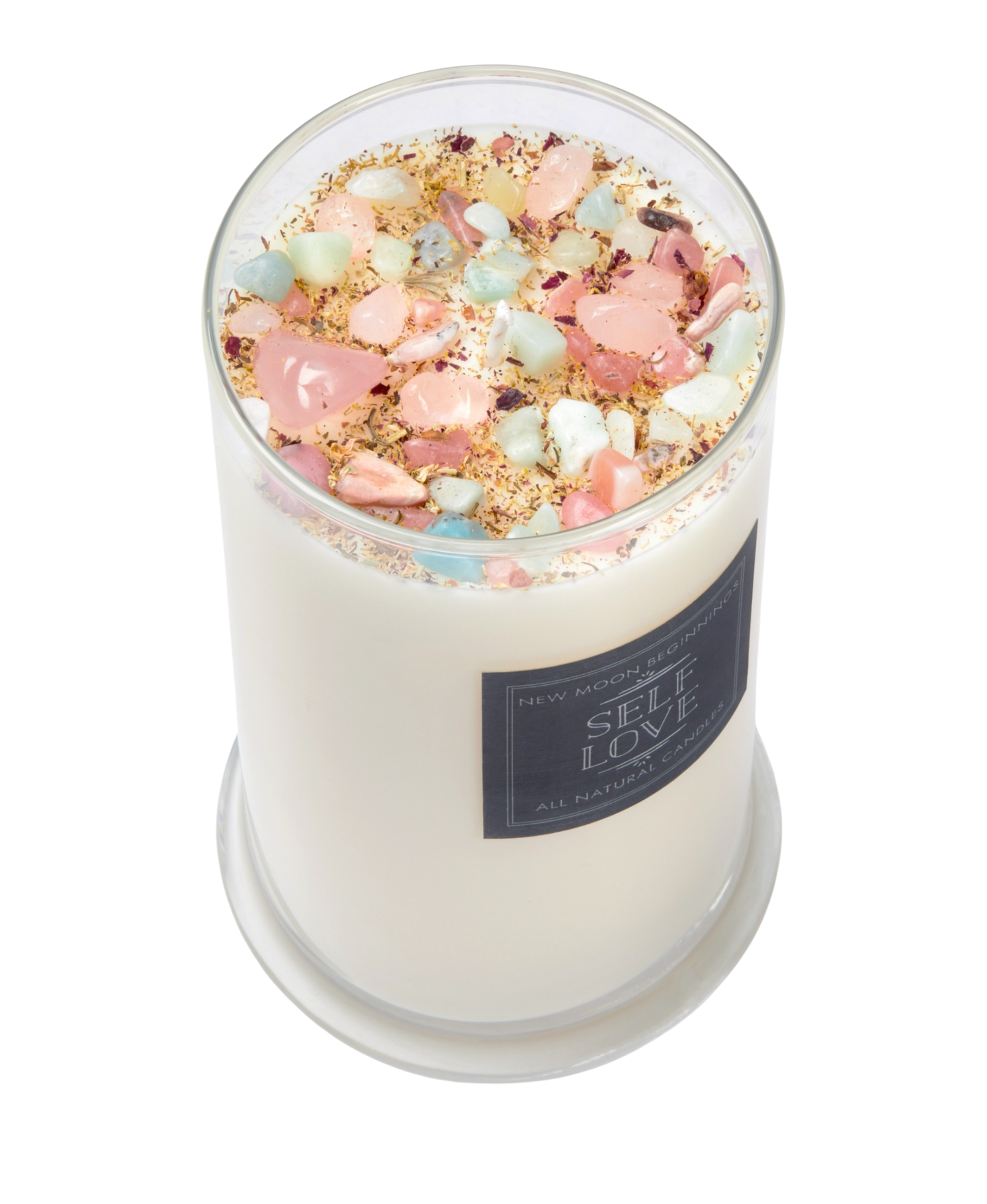 Self Love Candle - Dried Flower, Herb, & Crystal Candles