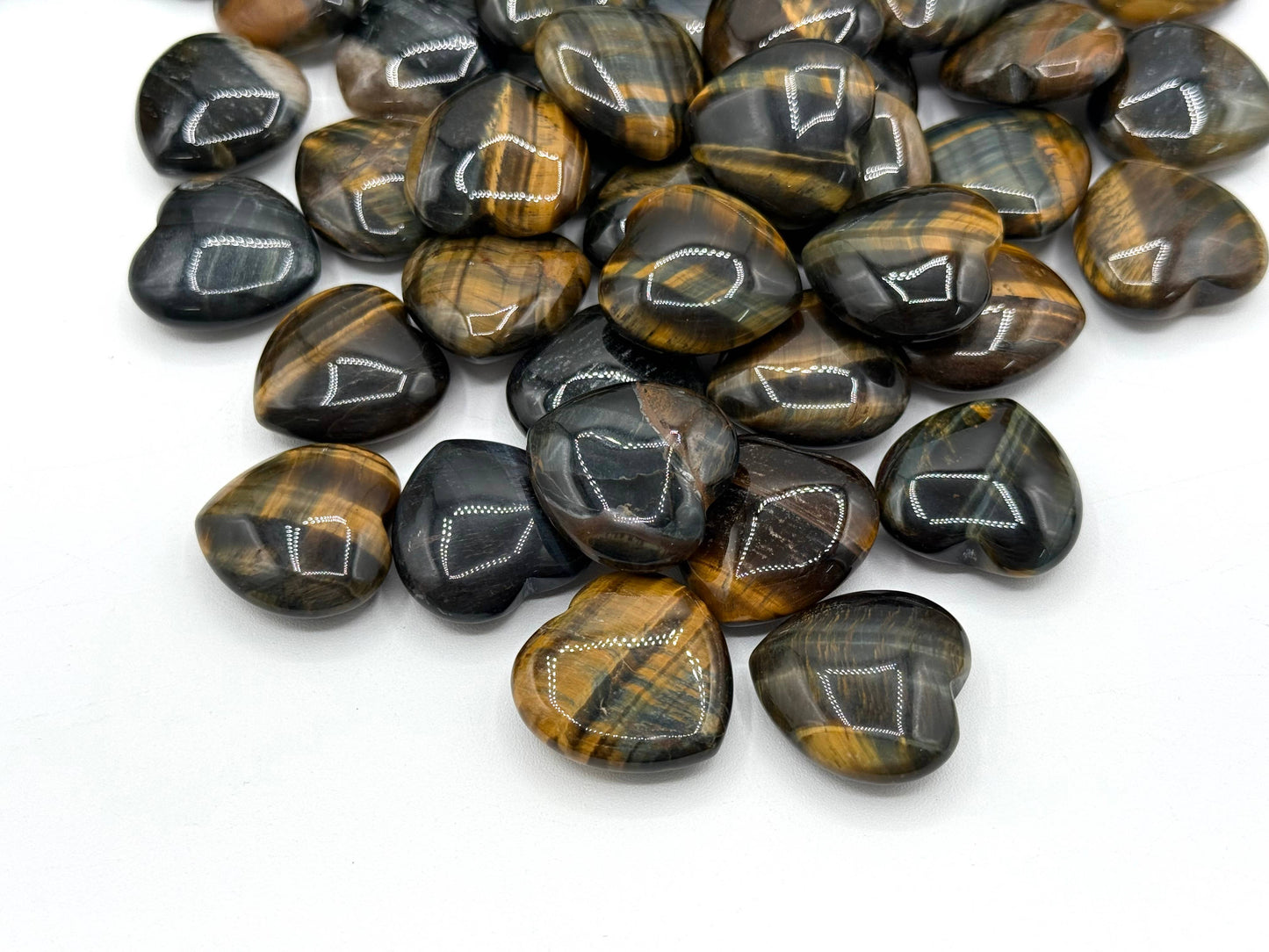 Blue Tiger Eye Mini Hearts (25MM or 2.5CM)